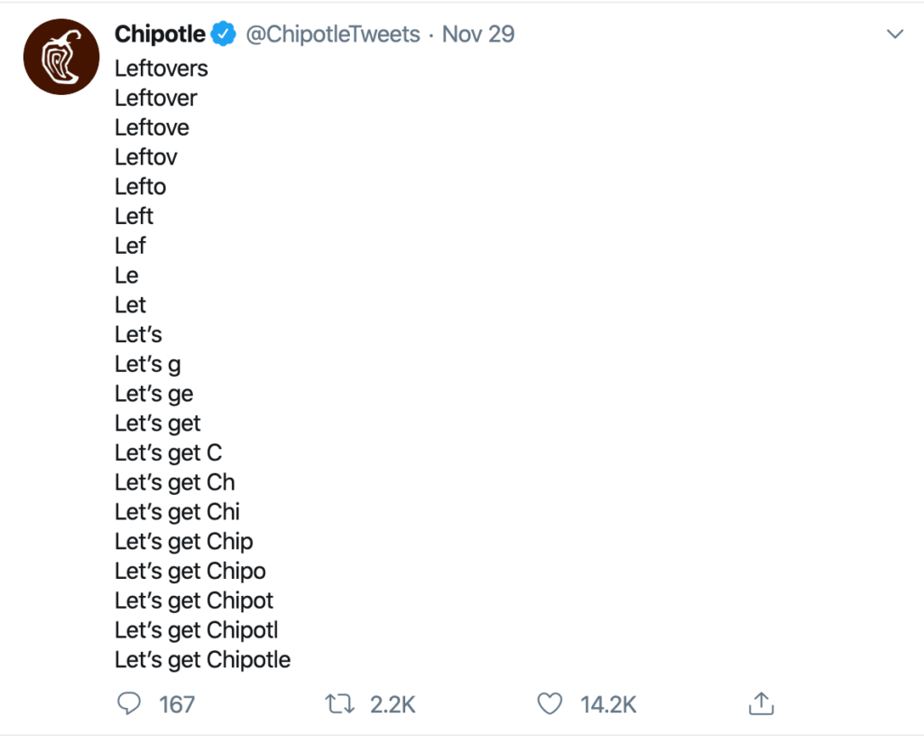 Let's get Chipotle Tweet